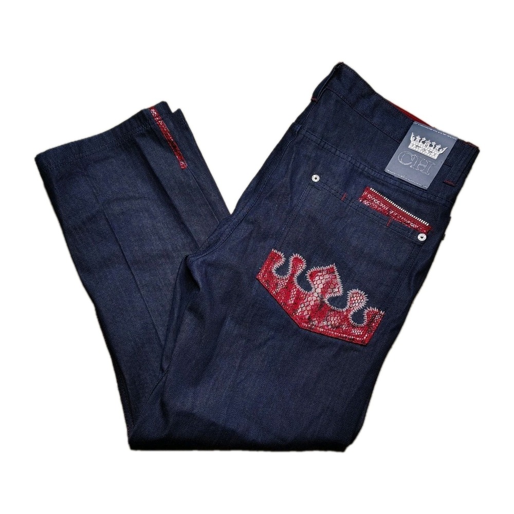VINTAGE Crown Holder Jeans Men 38x30 Blue Loose Baggy Hip Hop Street Wear